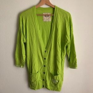 NWOT Hollister Lime Green Cardigan L